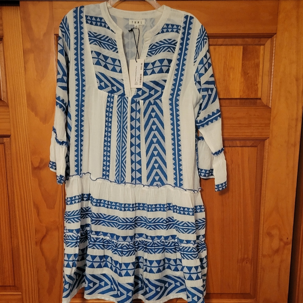 THML Bell Sleeve Embroidered Dress